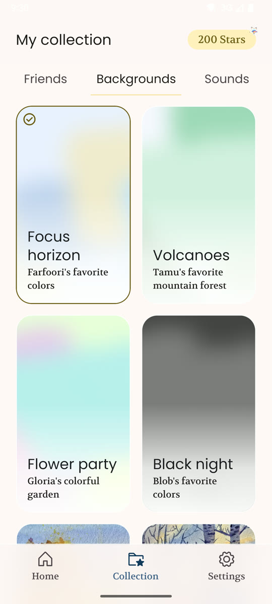 Backgrounds to unlock in the Collection