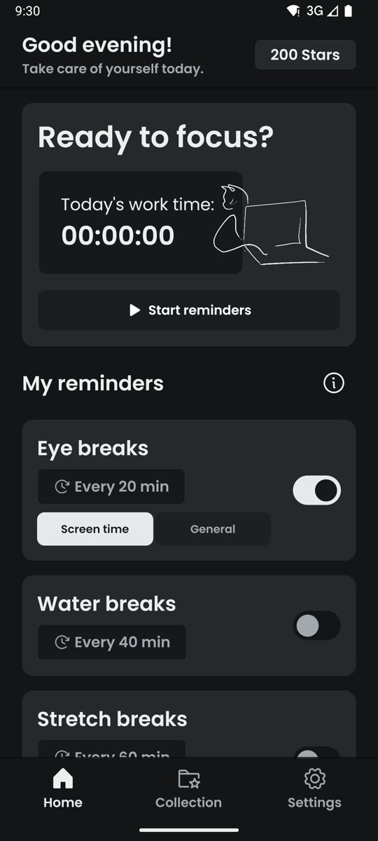 The minimalist style in dark mode
