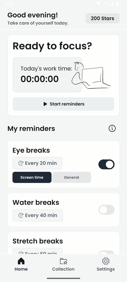 ReMemo home screen in the minimalist style
